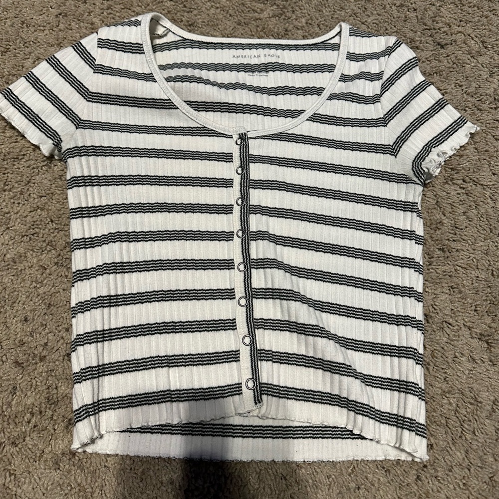 American Eagle Cropped Waffle Tee